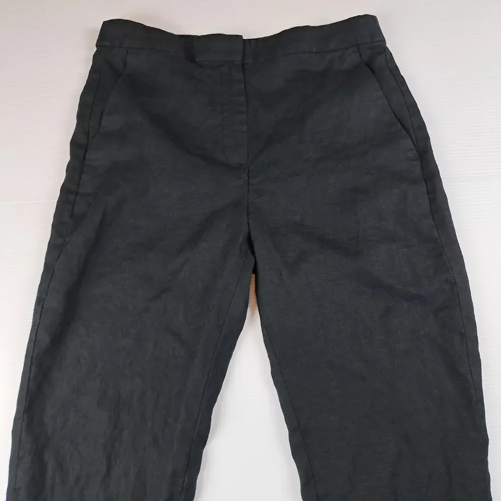 Banana Republic Pants Womens 10 Black 100% Linen Ankle Lightweight Career Office